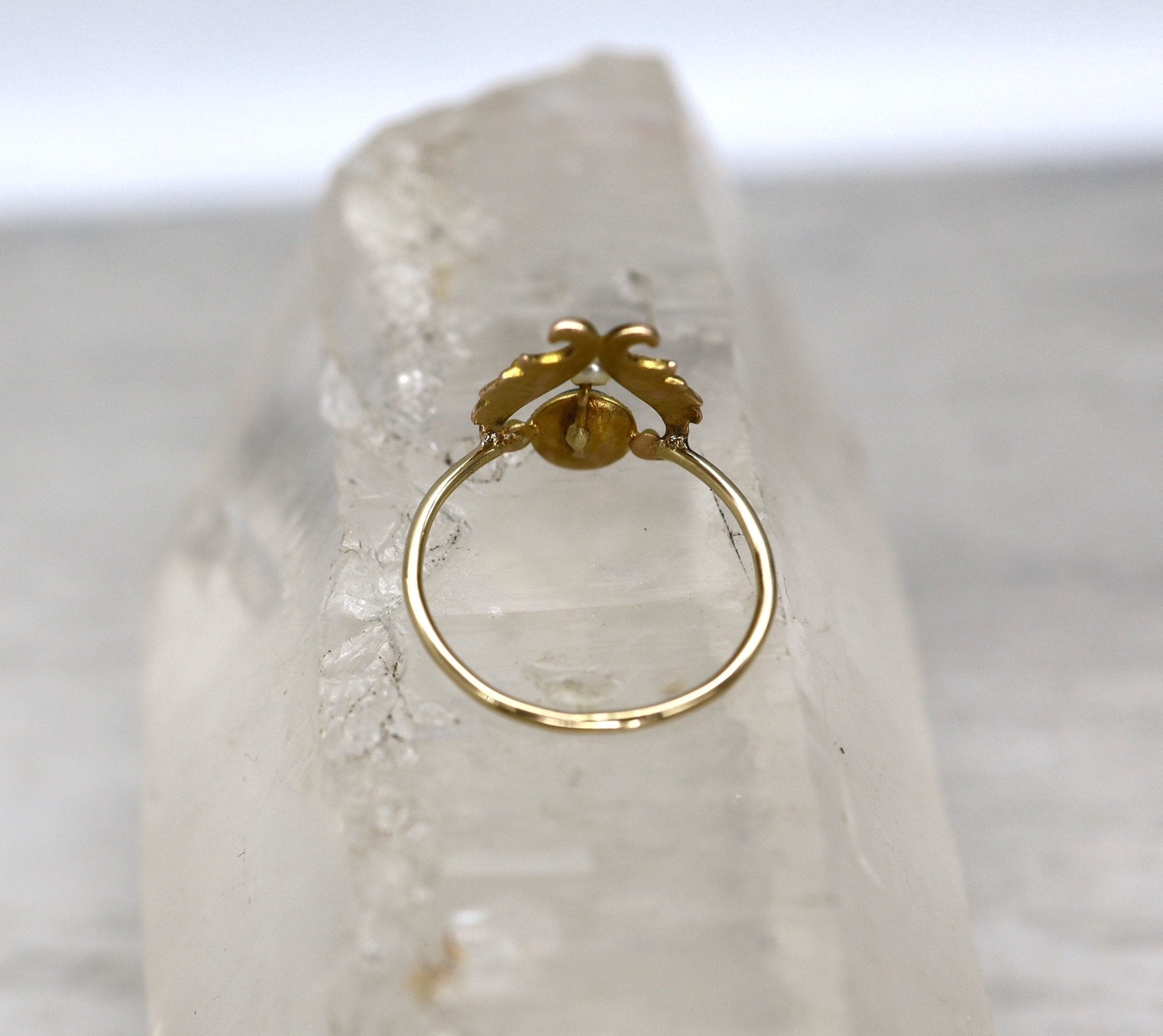 Art Nouveau Chrysoprase & Pearl Ring - Petra Star
