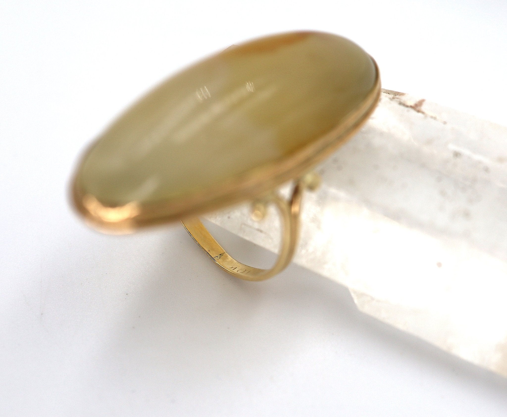 Art Nouveau Dendritic Agate Ring in 10k Gold - Petra Star