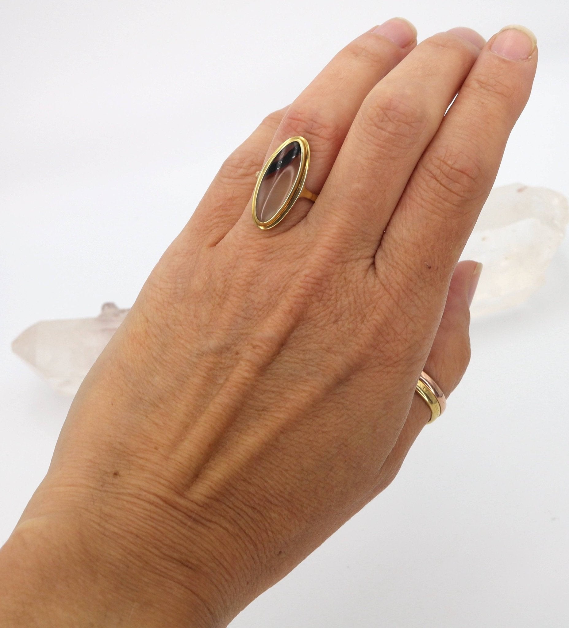 Art Nouveau Dendritic Picture Agate Ring - Petra Star