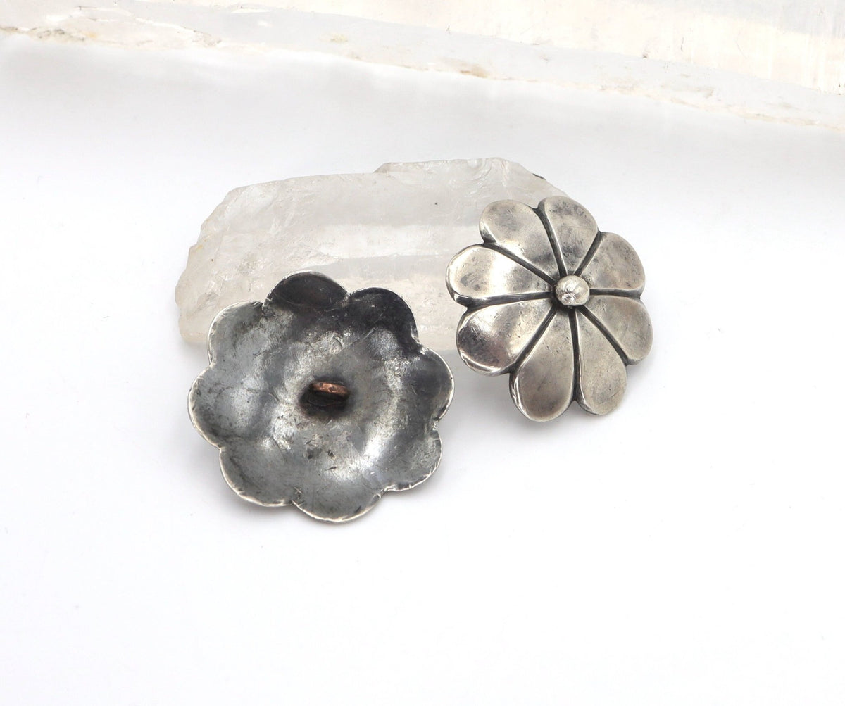 Art Nouveau Extra-Large Silver Buttons (Pair) - Petra Star