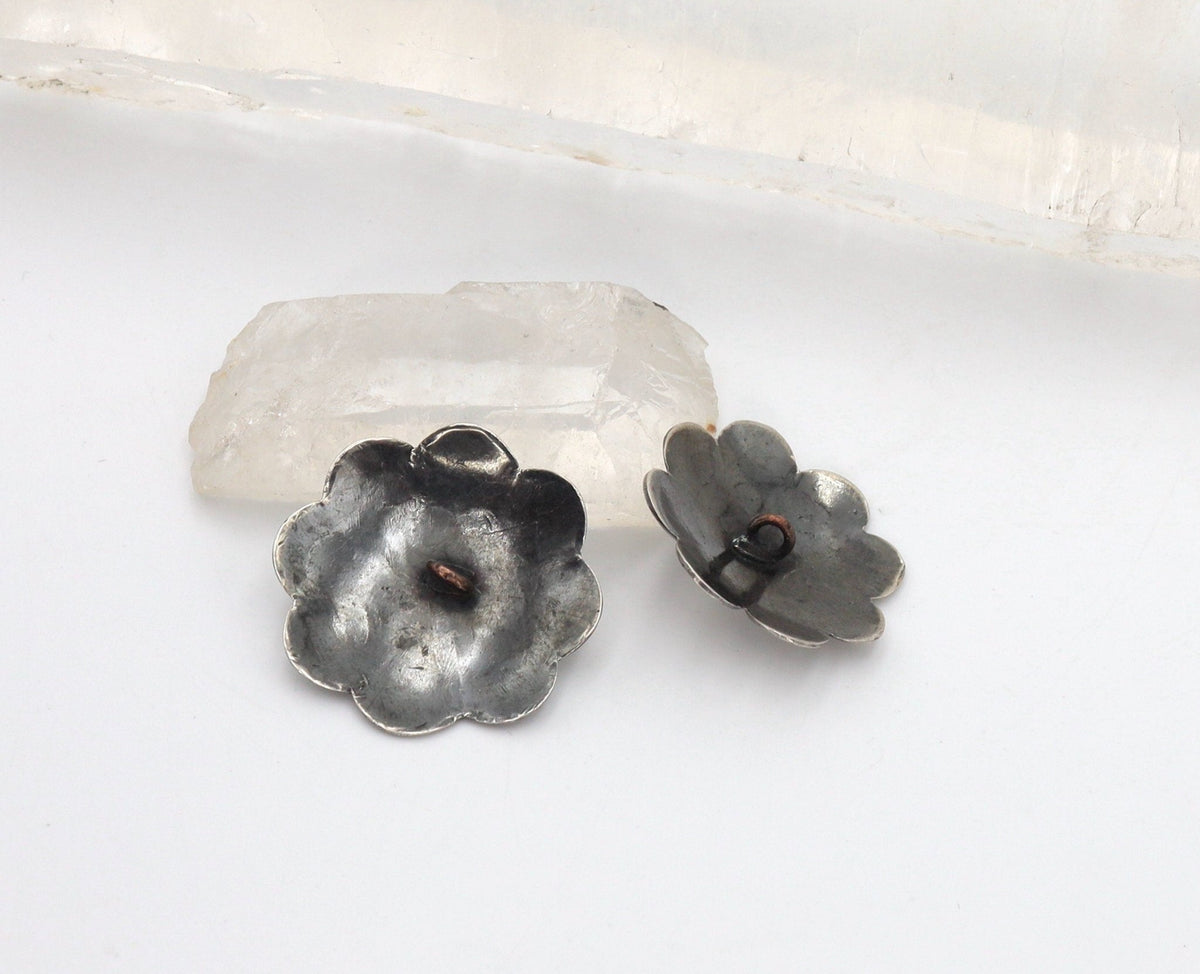 Art Nouveau Extra-Large Silver Buttons (Pair) - Petra Star