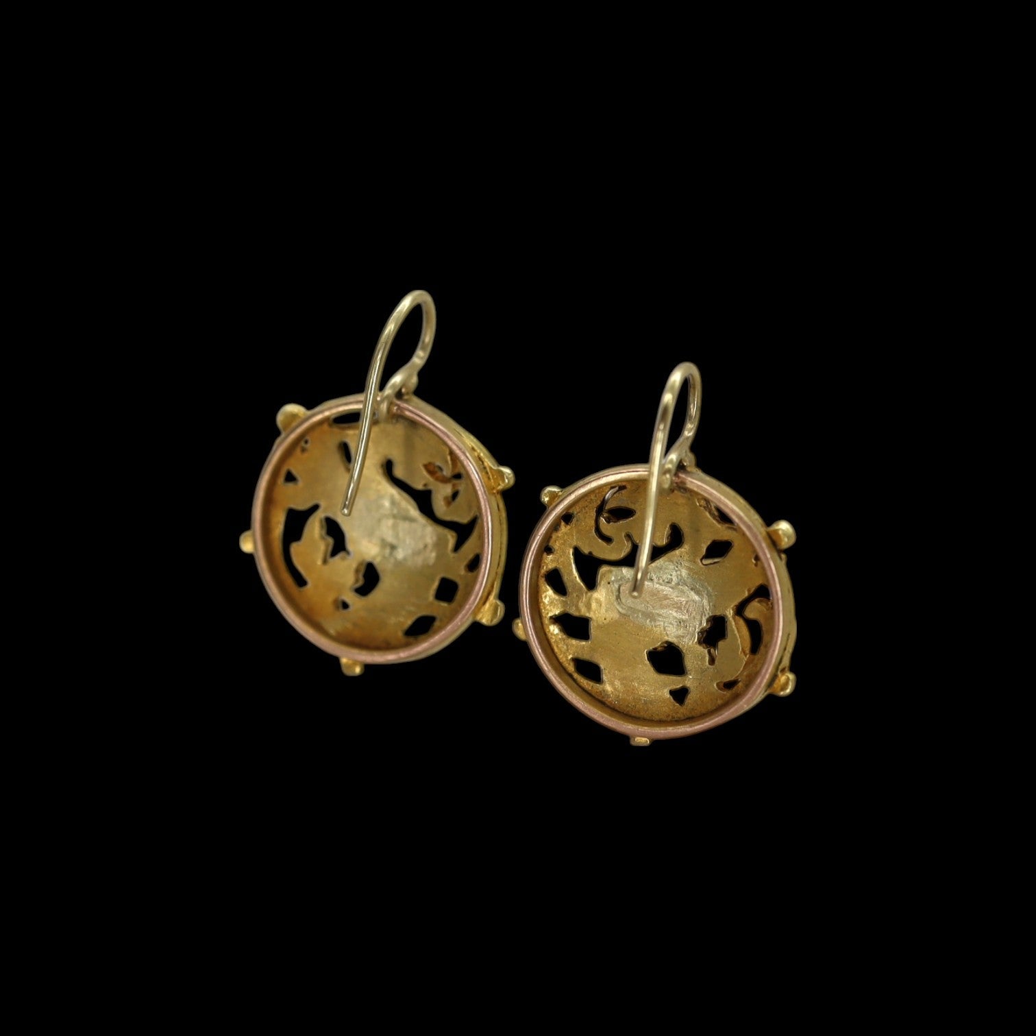 Art Nouveau Griffin Drop Earrings – Antique 14k Gold Cufflink Conversion - Petra Star