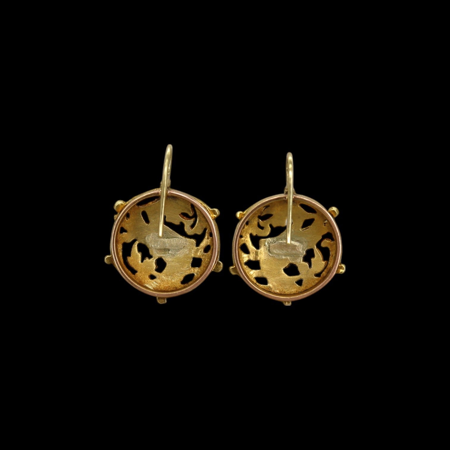 Art Nouveau Griffin Drop Earrings – Antique 14k Gold Cufflink Conversion - Petra Star
