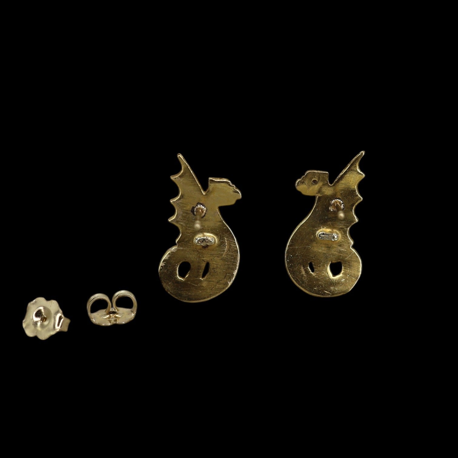 Art Nouveau Griffin Stud Earrings in 14k Yellow Gold - Petra Star