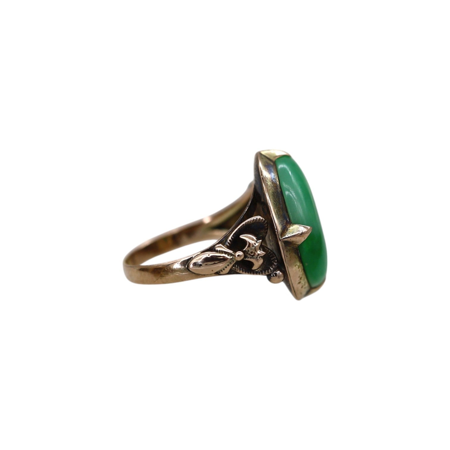 Art Nouveau Jade Ring - Petra Star