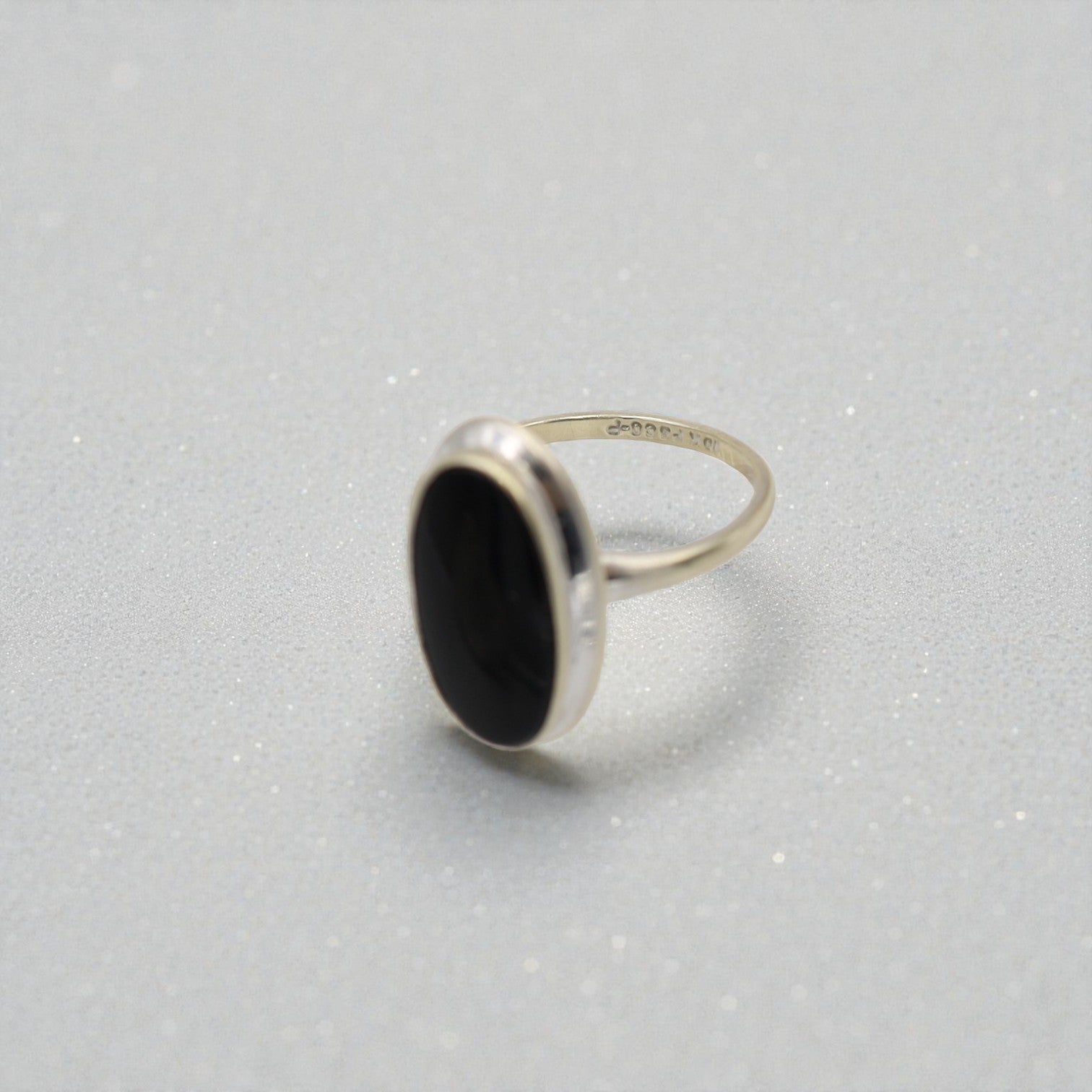 Art Nouveau Onyx Signet Ring in 10k White Gold - Petra Star