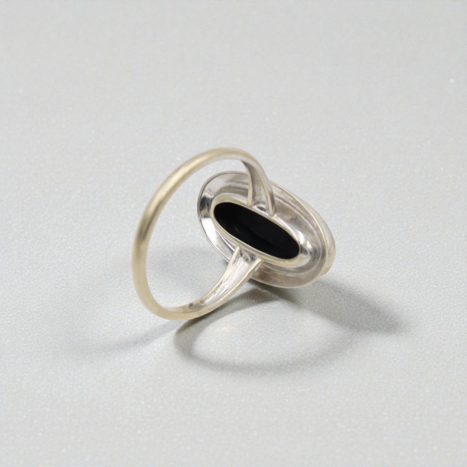Art Nouveau Onyx Signet Ring in 10k White Gold - Petra Star