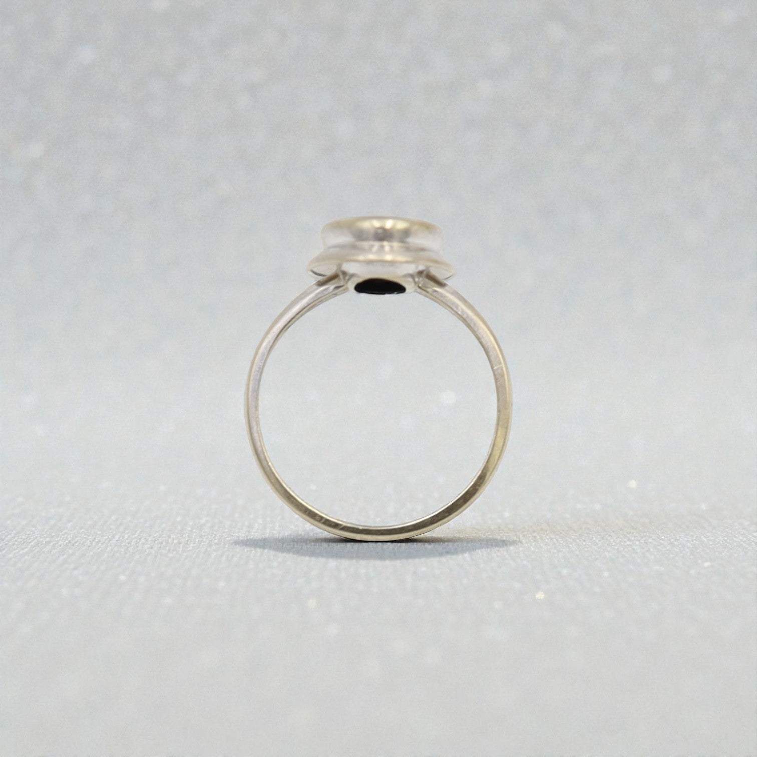 Art Nouveau Onyx Signet Ring in 10k White Gold - Petra Star