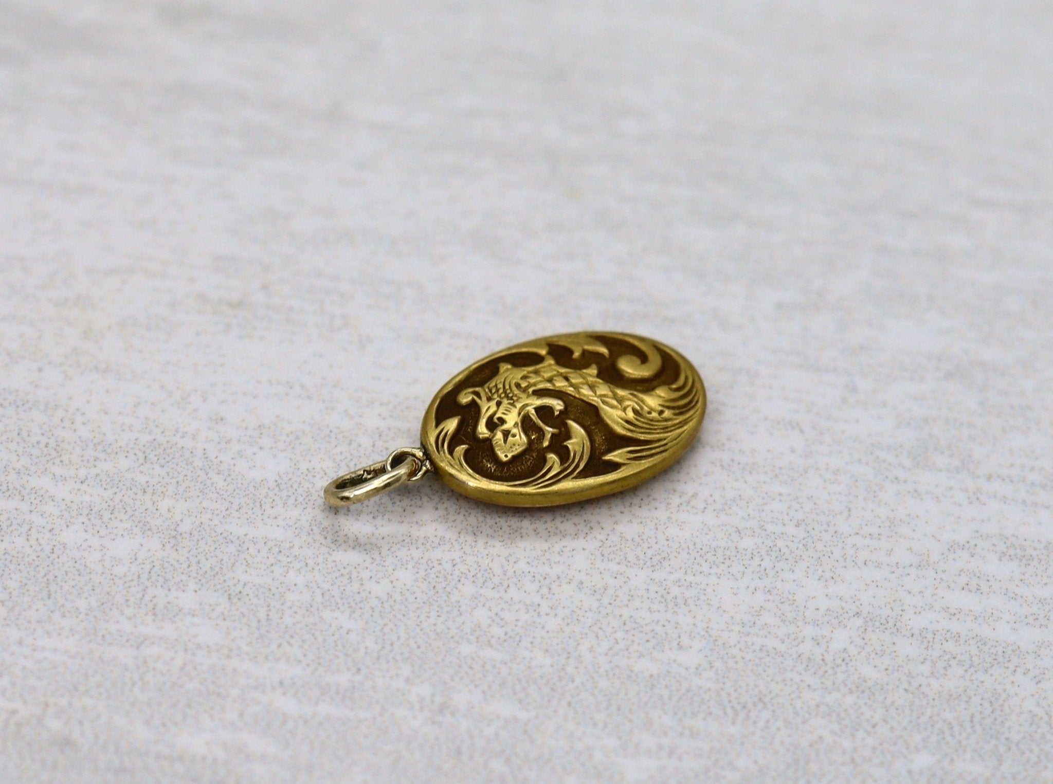Art Nouveau Pendant Griffin Charm Dragon Pendant 10k Gold - Petra Star