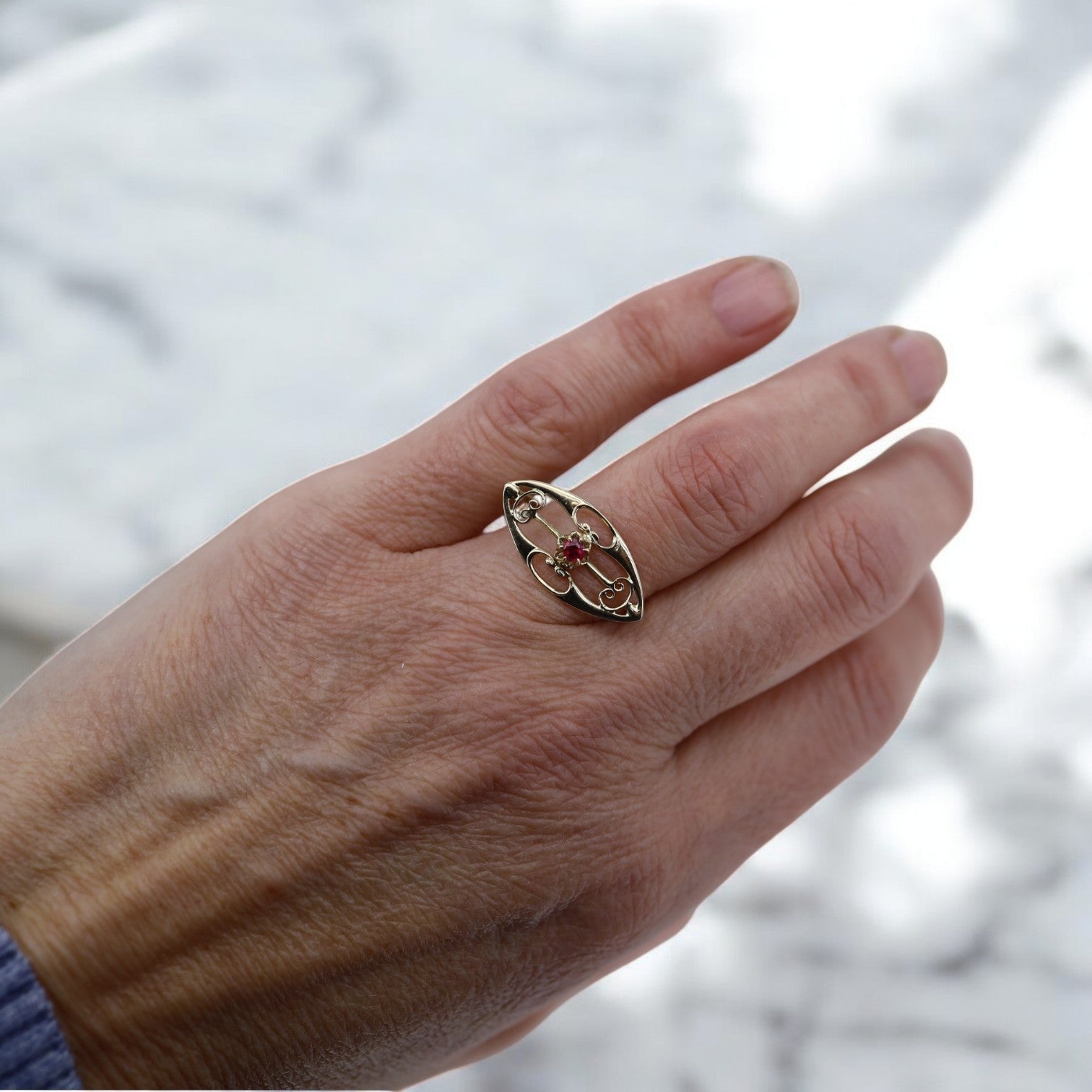 Art Nouveau Ruby Ring Conversion - Petra Star
