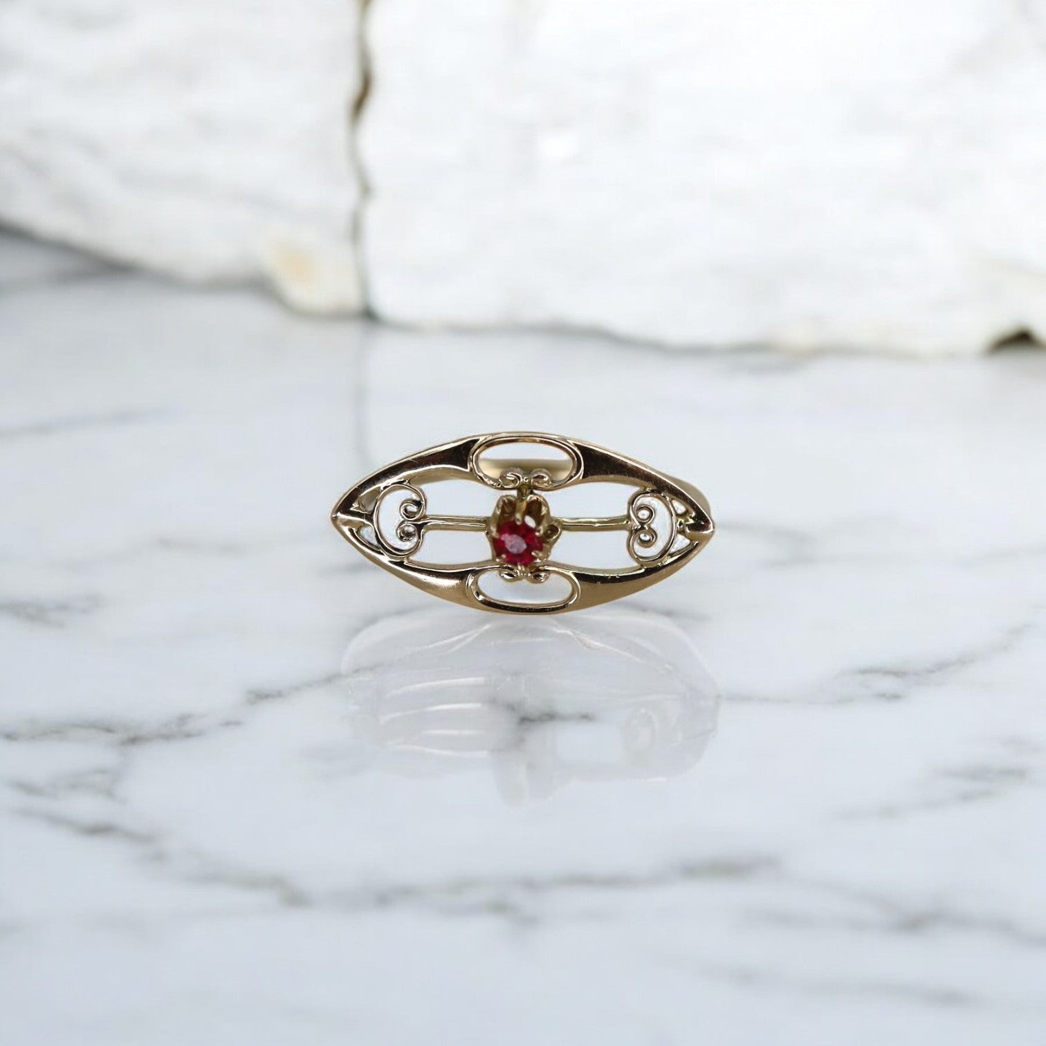 Art Nouveau Ruby Ring Conversion - Petra Star
