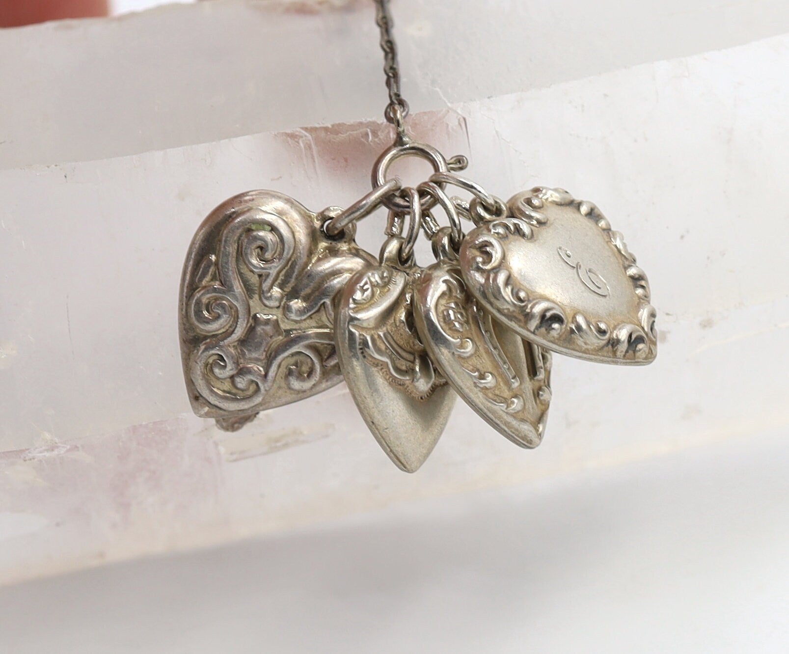 Art Nouveau Silver Puffy Hearts, Puffy Heart Locket - Petra Star