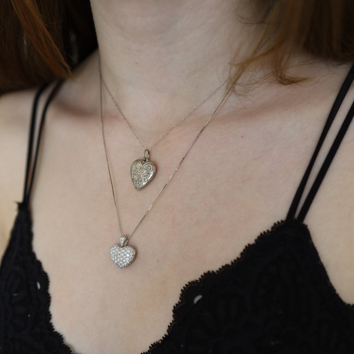 Art Nouveau Silver Puffy Hearts, Puffy Heart Locket - Petra Star