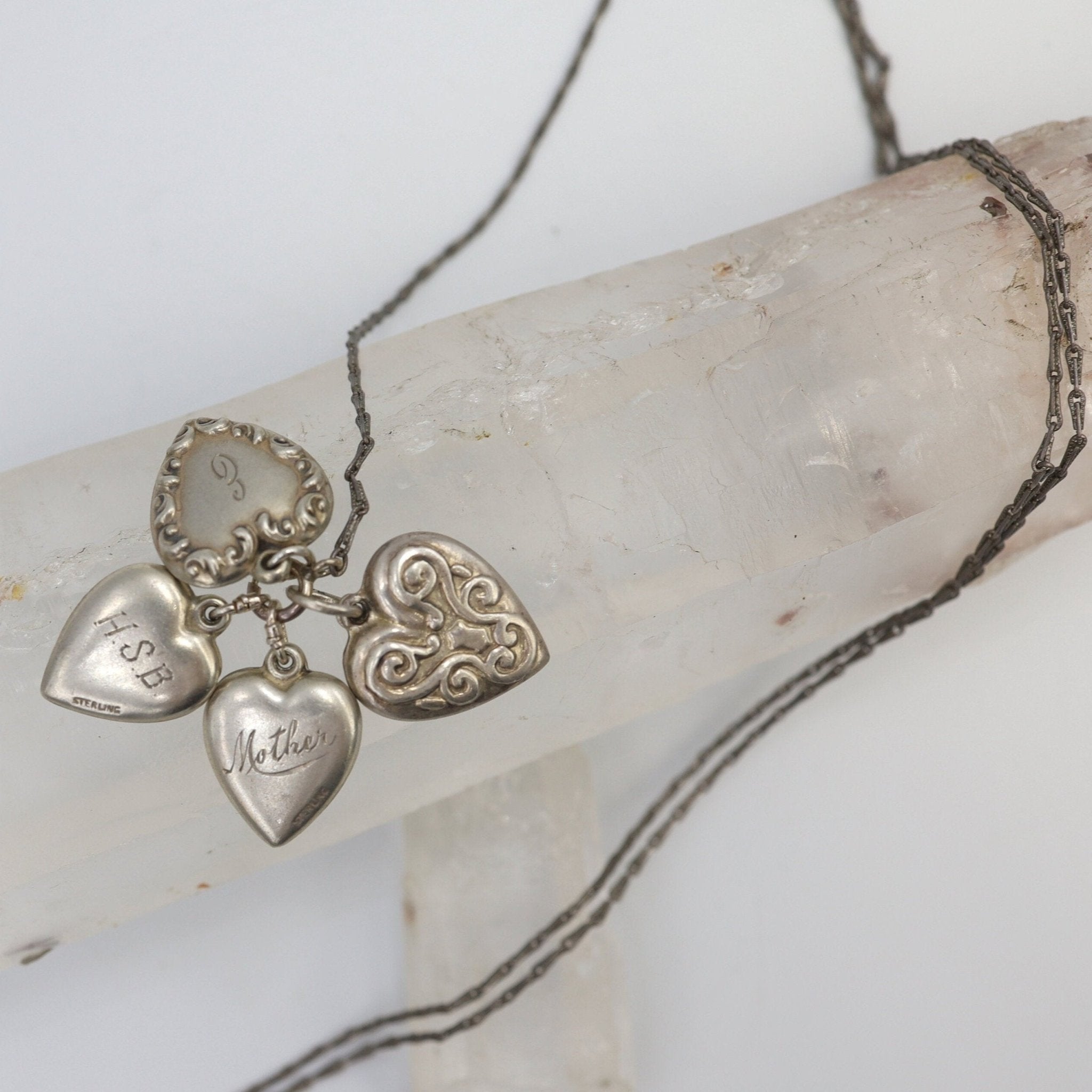 Art Nouveau Silver Puffy Hearts, Puffy Heart Locket - Petra Star