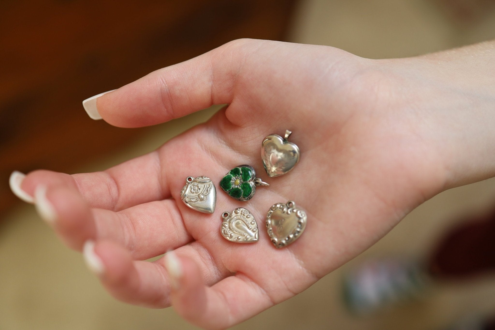 Art Nouveau Silver Puffy Hearts, Puffy Heart Locket - Petra Star
