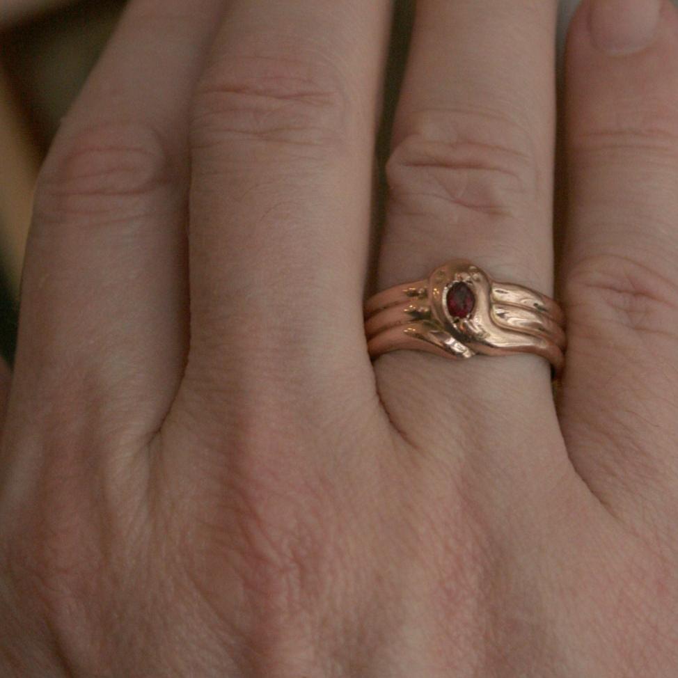 Art Nouveau Snake Ring in 9k Rose Gold - Petra Star