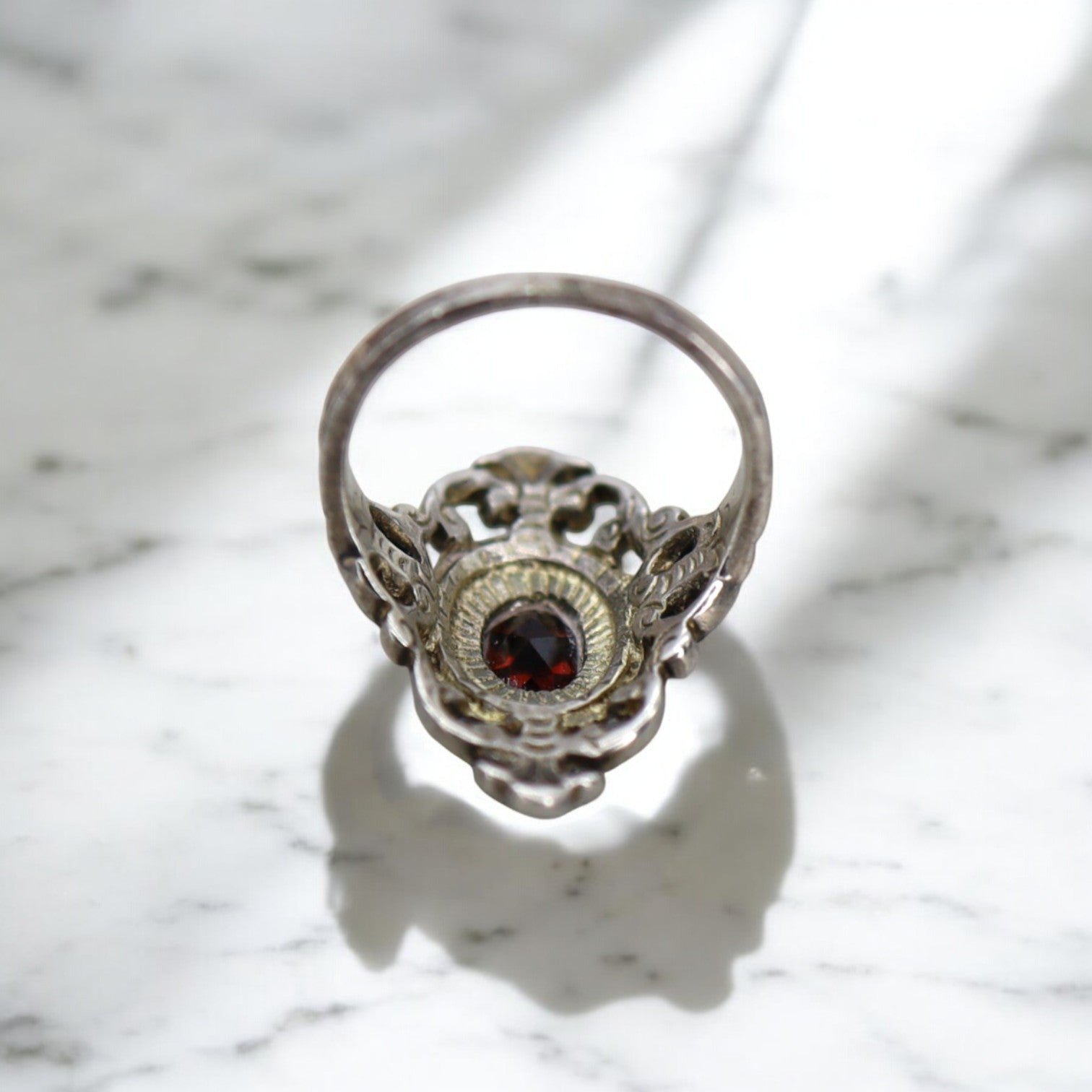 Austro-Hungarian Renaissance Revival Garnet Ring - Petra Star