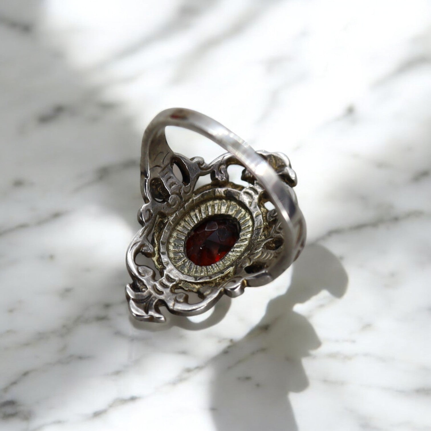 Austro-Hungarian Renaissance Revival Garnet Ring - Petra Star