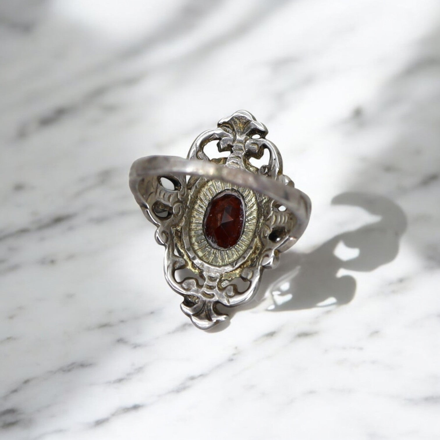 Austro-Hungarian Renaissance Revival Garnet Ring - Petra Star