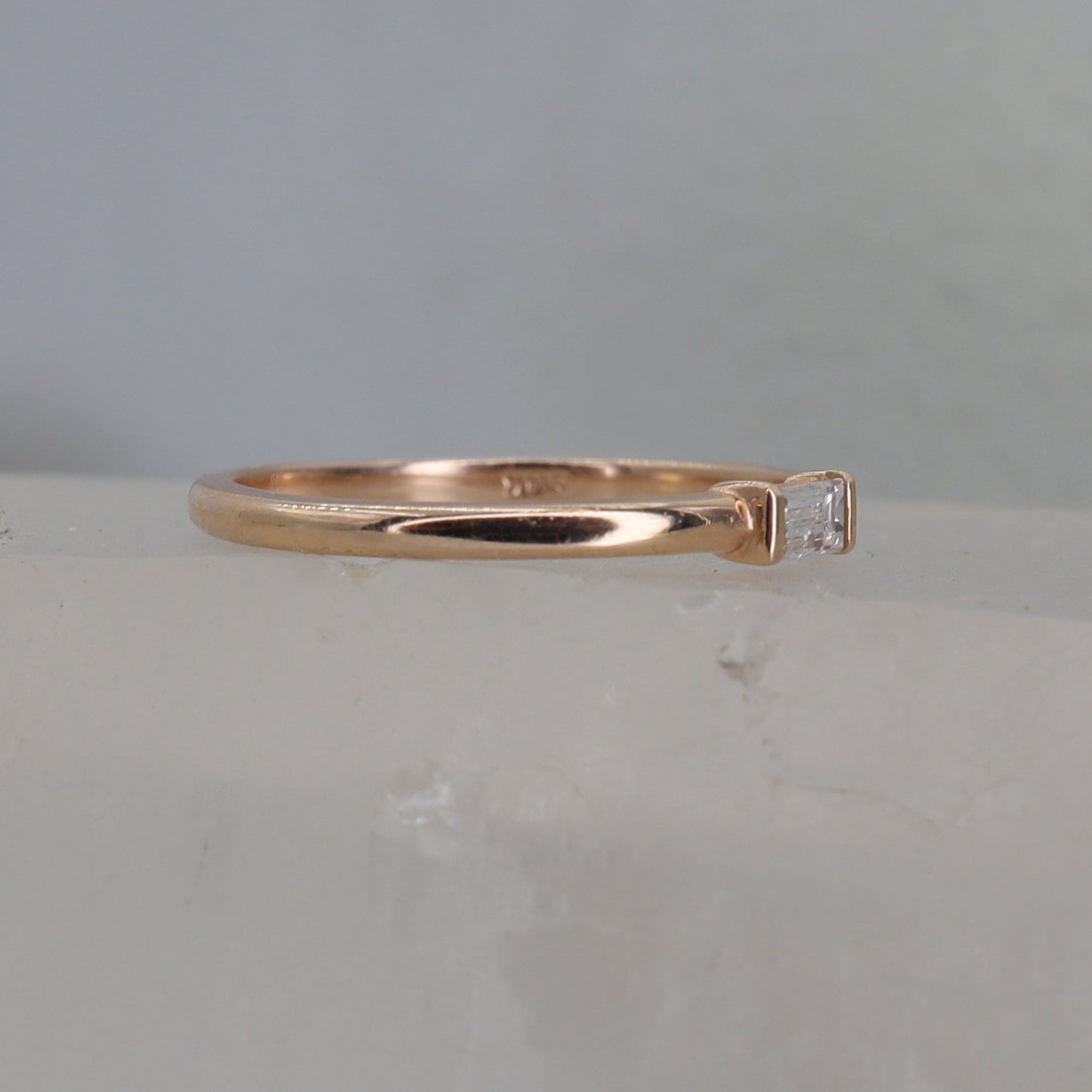 Baguette Diamond Stacking Band in 14k Rose Gold | 0.14ct G VS1 Recycled Diamond | Custom Size | Petra Star