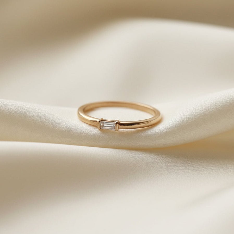 Baguette Diamond Stacking Band in 14k Rose Gold | 0.14ct G VS1 Recycled Diamond | Custom Size | Petra Star - Petra Star