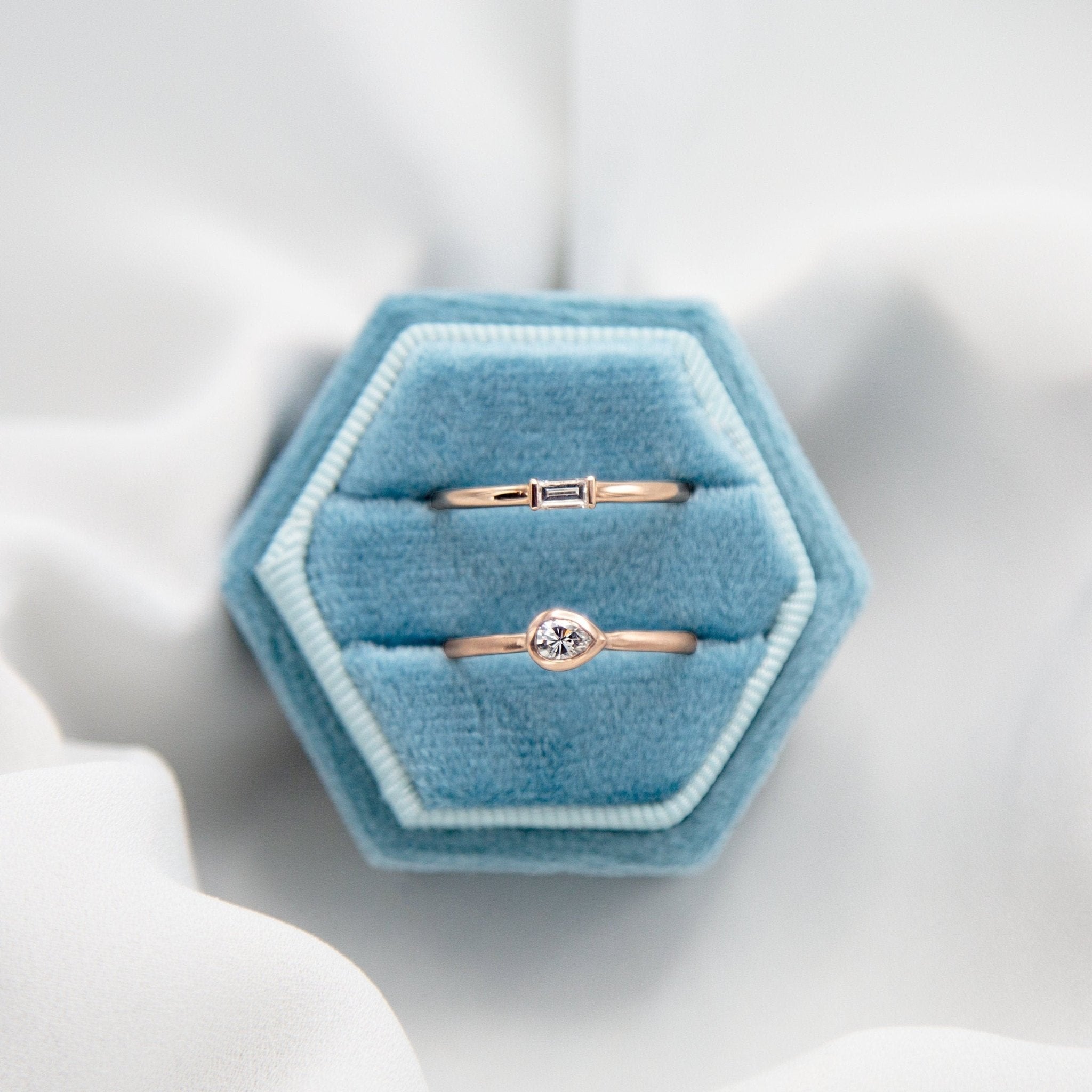 Baguette Diamond Stacking Band in 14k Rose Gold | 0.14ct G VS1 Recycled Diamond | Custom Size | Petra Star - Petra Star