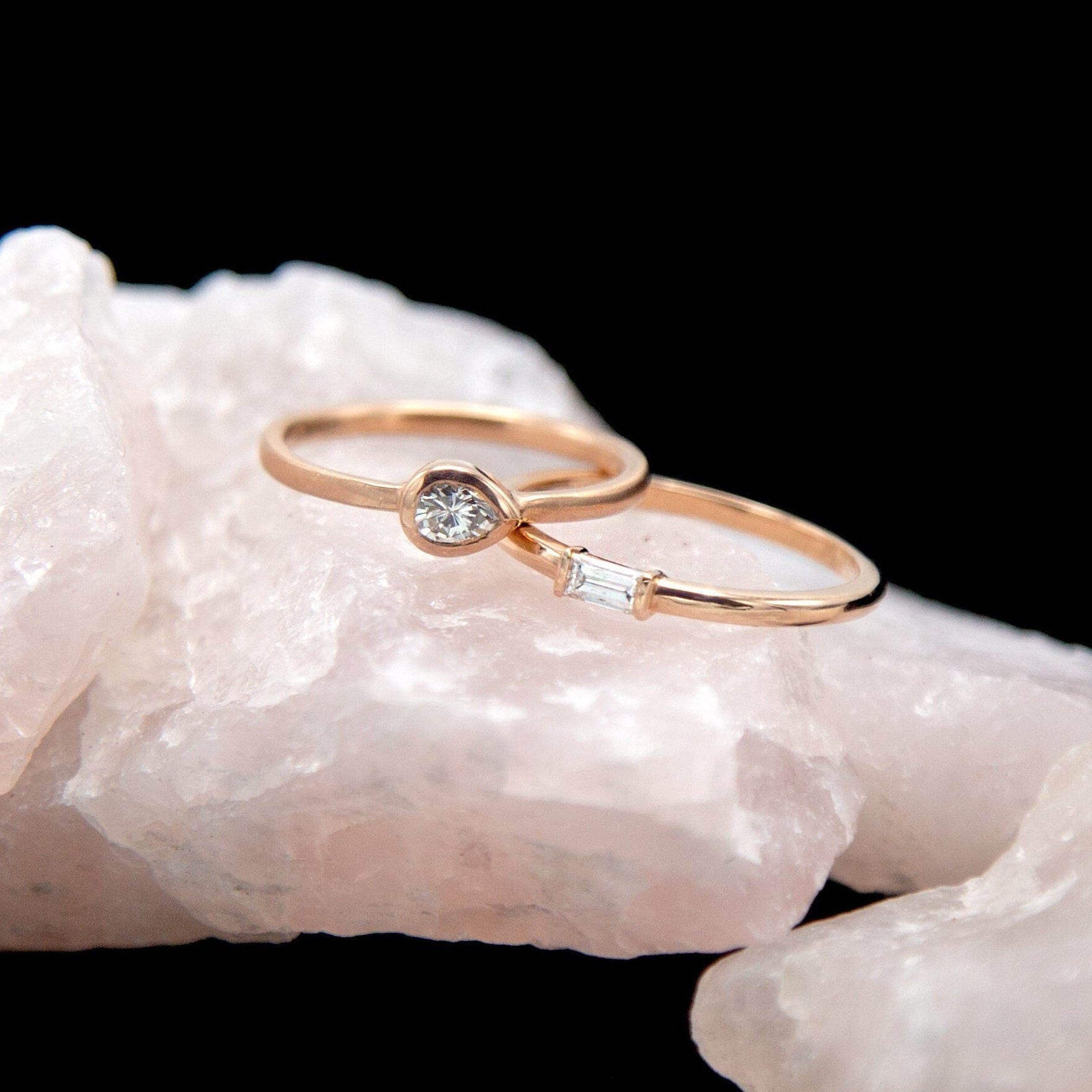 Baguette Diamond Stacking Band in 14k Rose Gold | 0.14ct G VS1 Recycled Diamond | Custom Size | Petra Star - Petra Star
