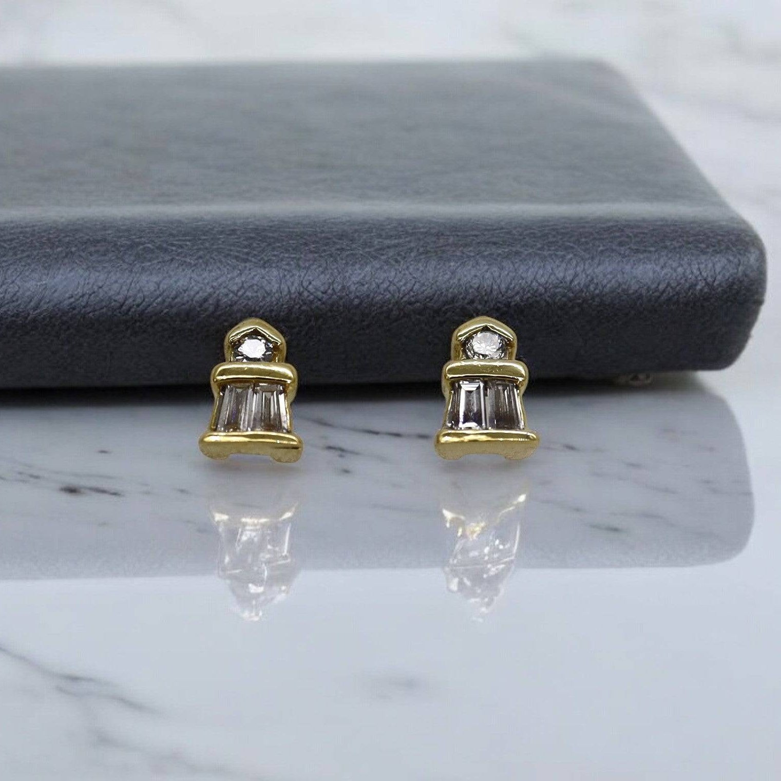 Baguette Diamond Studs - Petra Star