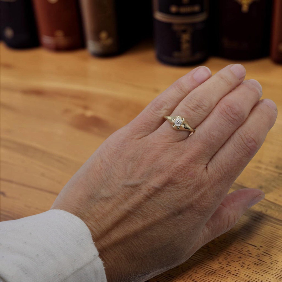Belcher Ring with 0.40-ct Antique Old Mine Cut Diamond - Petra StarEngagement Ring