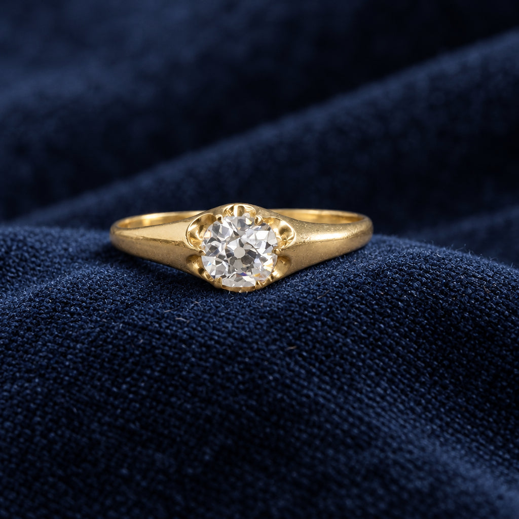 Victorian Belcher Engagement Ring — 14K Gold, 0.55ct Antique Old Mine Cut Diamond, Made to Order | Petra Star Bridal