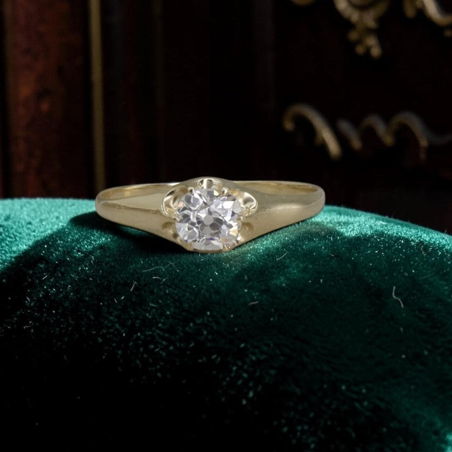 Victorian Belcher Engagement Ring — 14K Gold, 0.55ct Antique Old Mine Cut Diamond, Made to Order | Petra Star Bridal