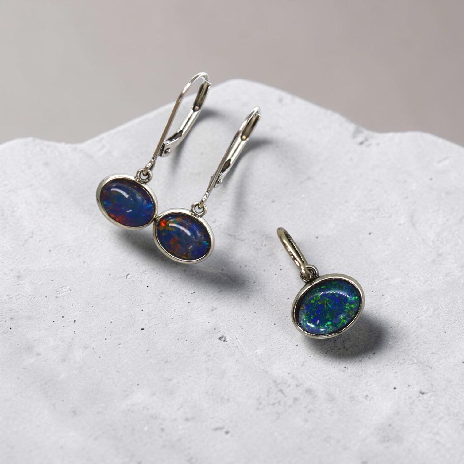 Bespoke Bezel-Set Opal Earrings - Petra Star