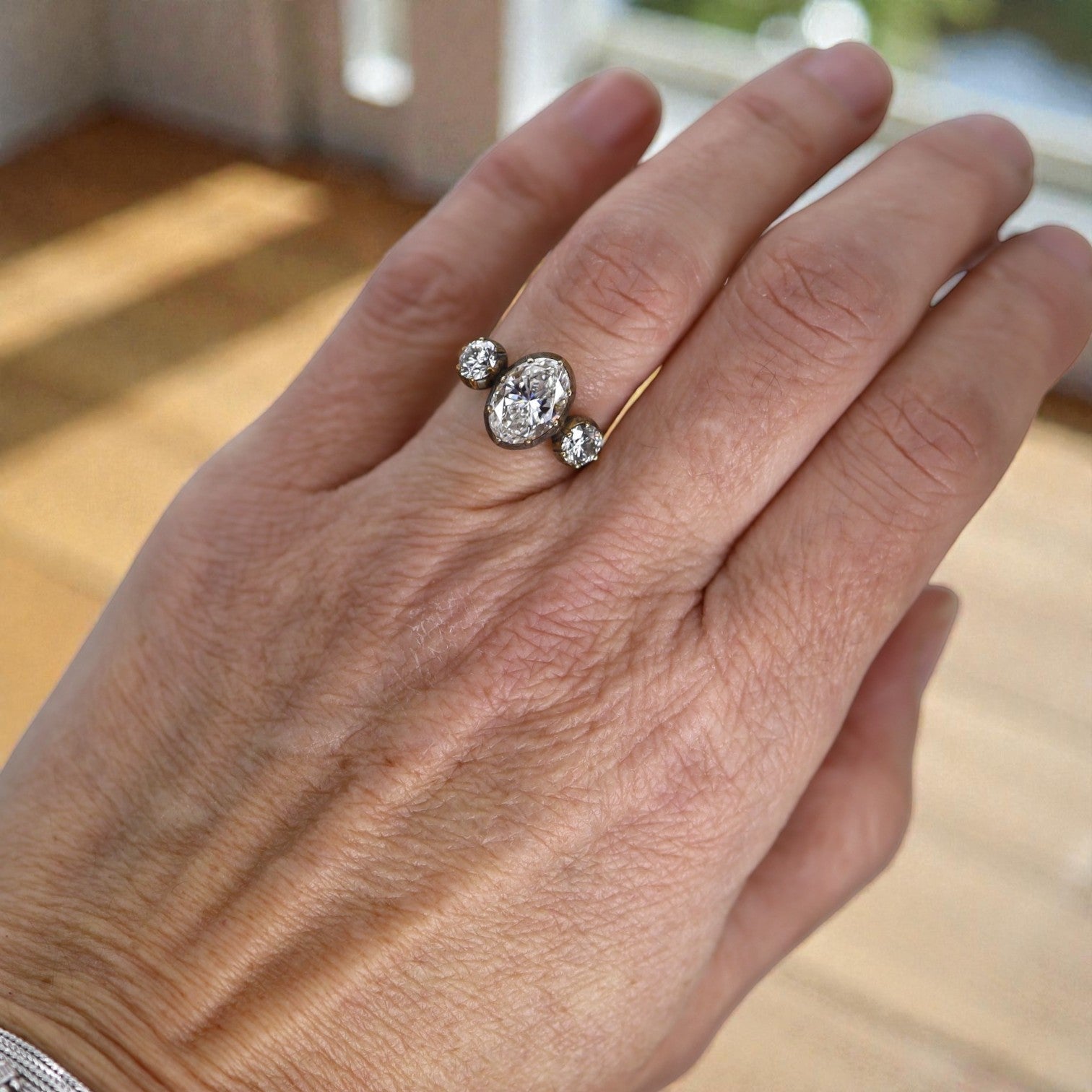 Bespoke Georgian Inspired Three-Stone Ring - Petra Star