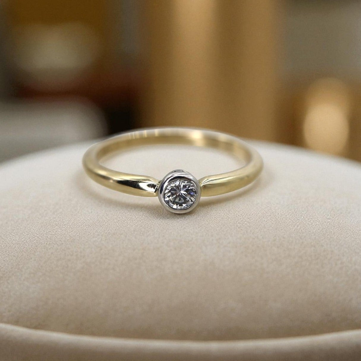 Bezel-Set Diamond Ring in 14k Gold & Platinum - Petra Star