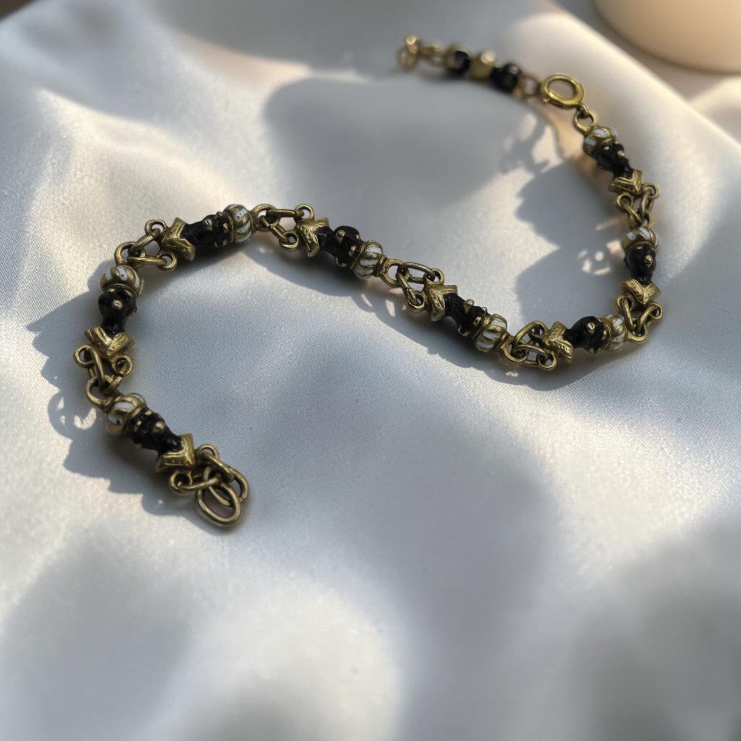 Antique Victorian Blackamoor Bracelet Eight Enameled Faces Gold Plated Circa 1880s