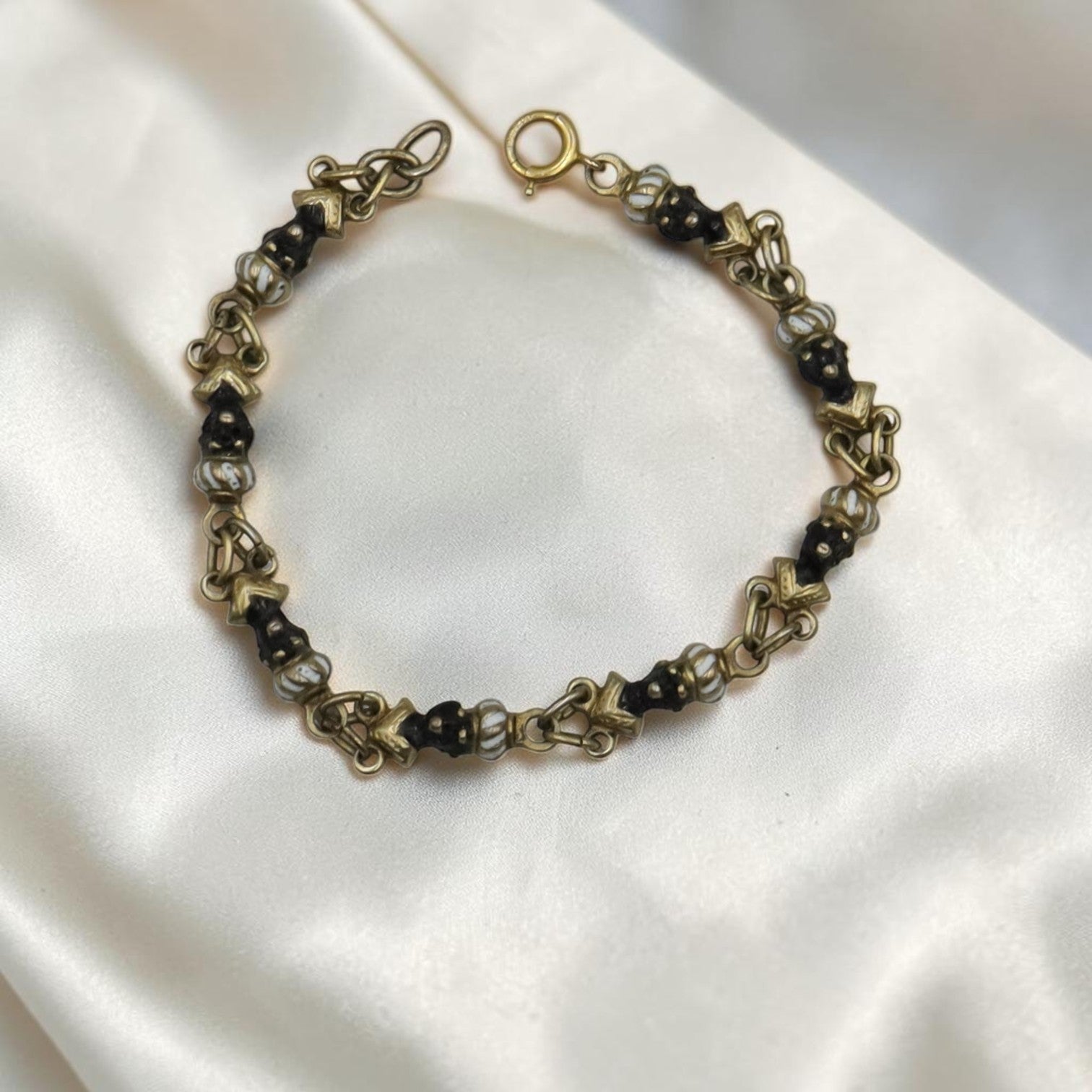Antique Victorian Blackamoor Bracelet Eight Enameled Faces Gold Plated Circa 1880s