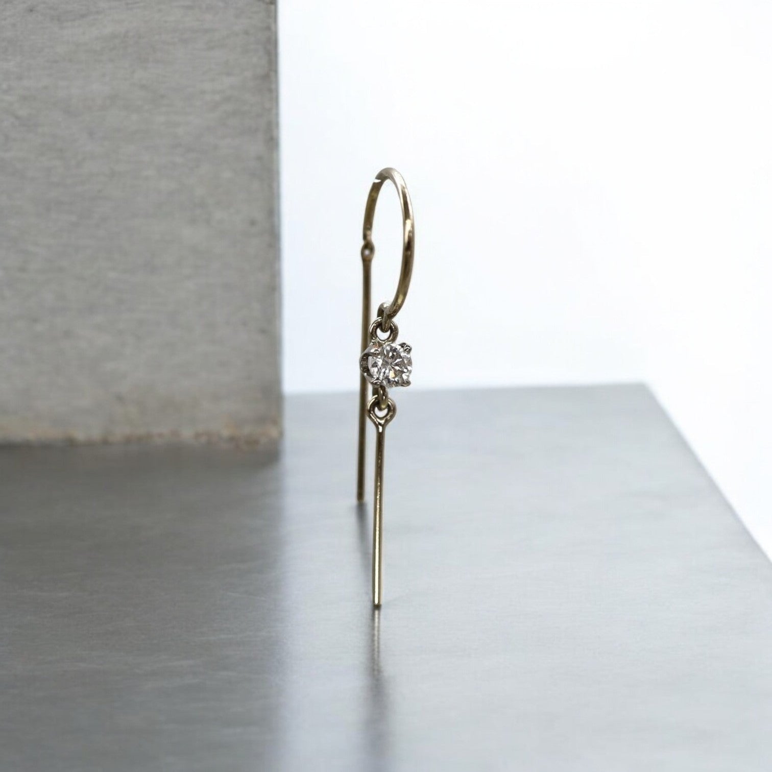 Bling Earrings 14k White Gold & Repurposed Earth-Mined Diamond Single - Petra Star