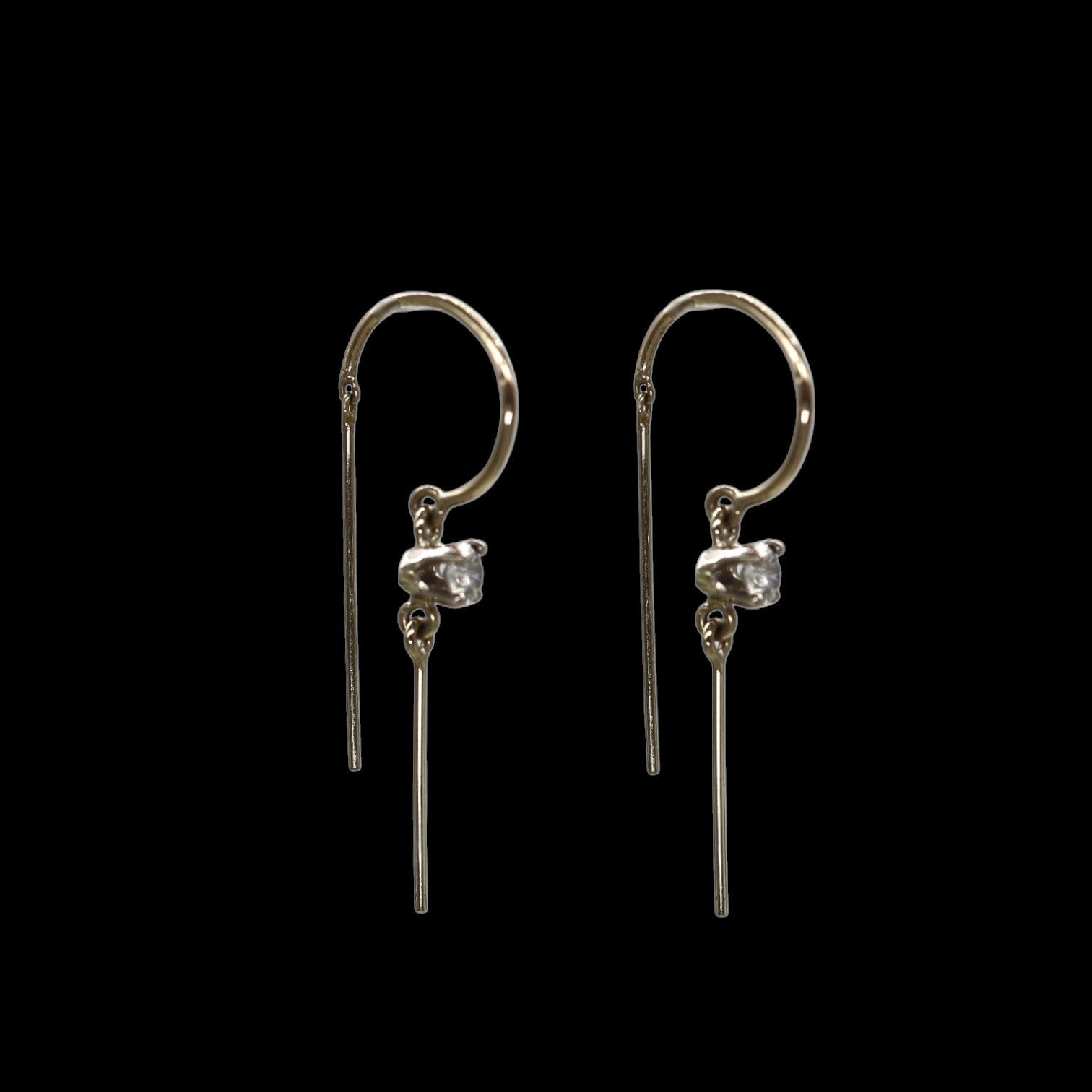 Bling Earrings 14k White Gold & Repurposed Earth-Mined Diamond Single - Petra Star
