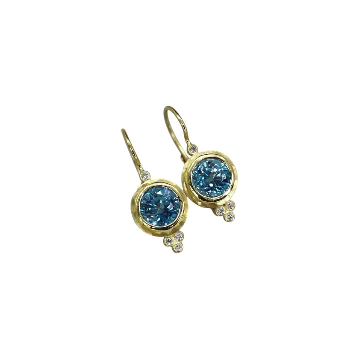 Blue Zircon and Diamond Designer Earrings - Petra Star