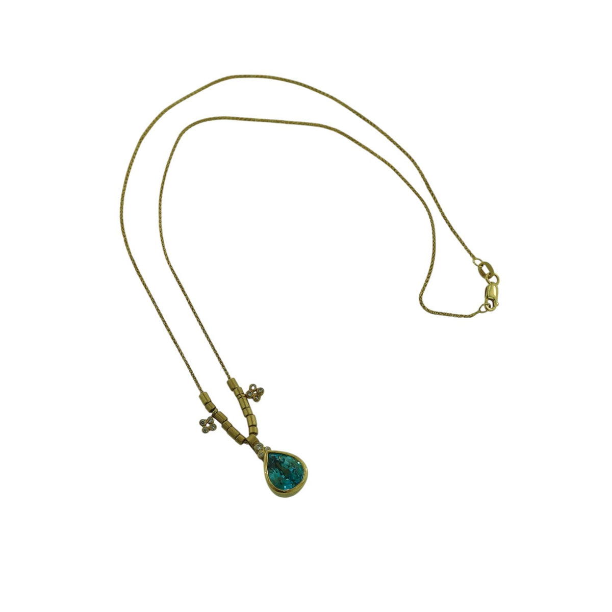 Blue Zircon and Diamond Necklace - Petra Star