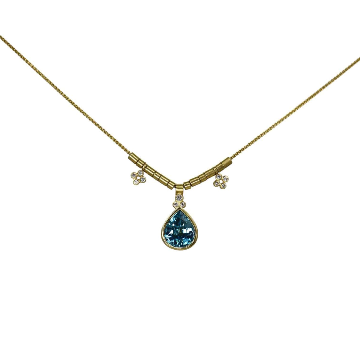 Blue Zircon and Diamond Necklace - Petra Star