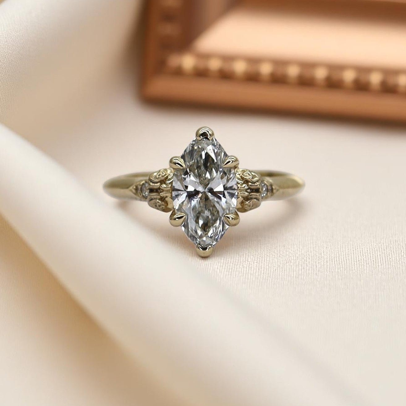 Botanical Ring with Marquise Center Lab Created Diamond - Petra Star