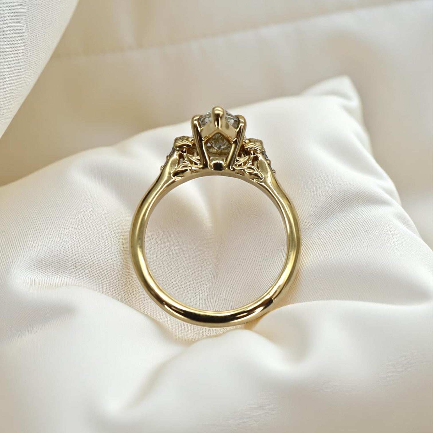 Botanical Ring with Marquise Center Lab Created Diamond - Petra Star