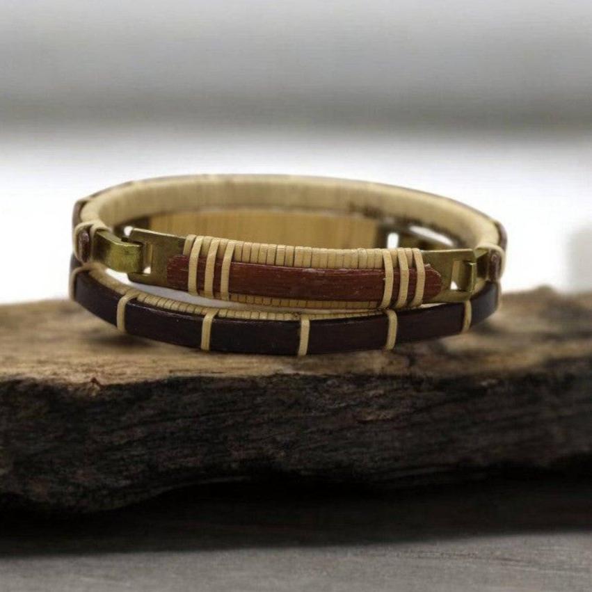 Breakers Cuff Bracelet—Rosewood/Mahogany/Holly (Breakers Collection) - Petra Star