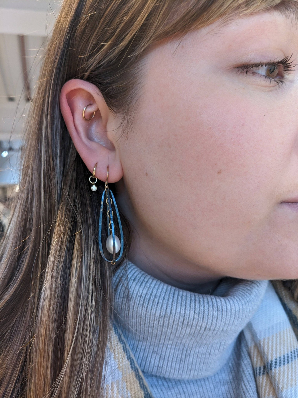 Caged Pearl Drop Earrings - Petra Star