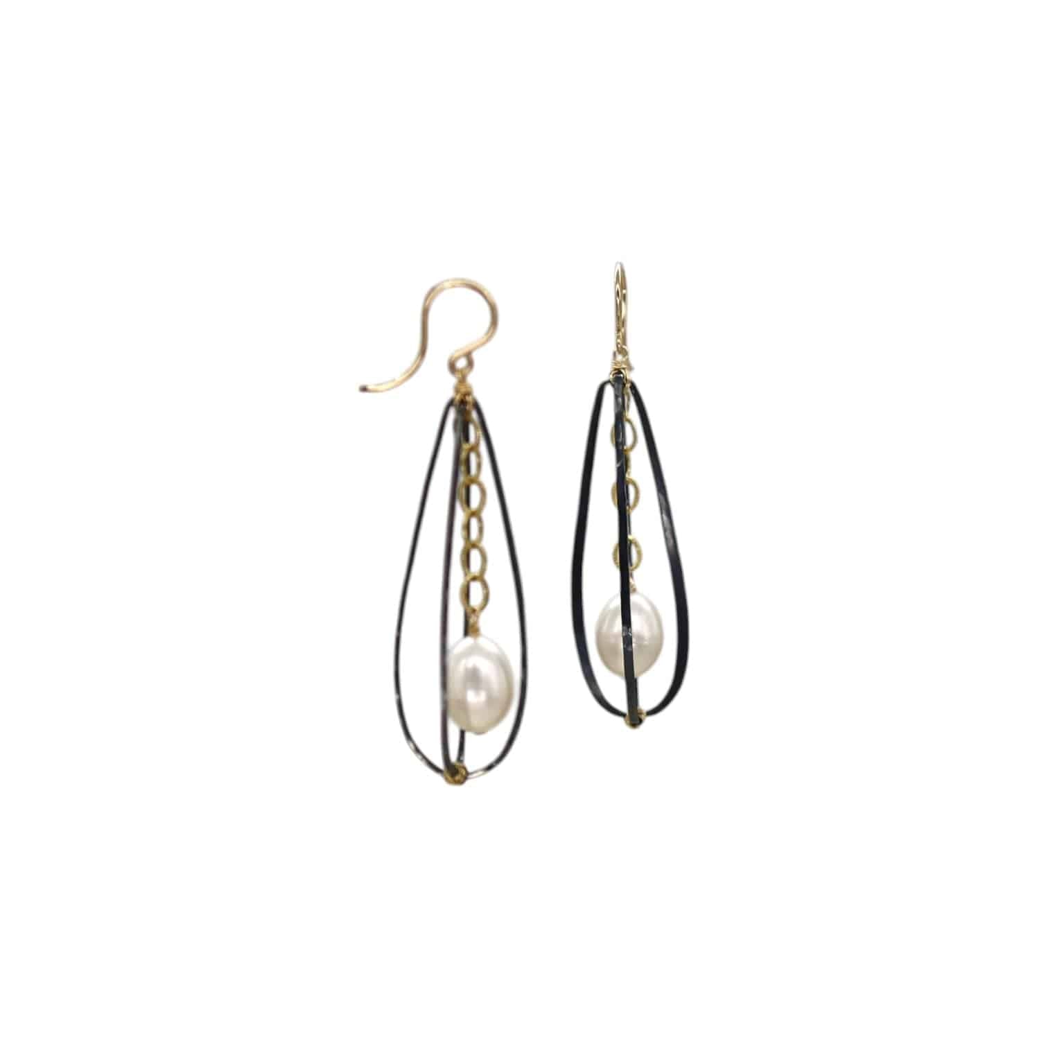 Caged Pearl Drop Earrings - Petra Star