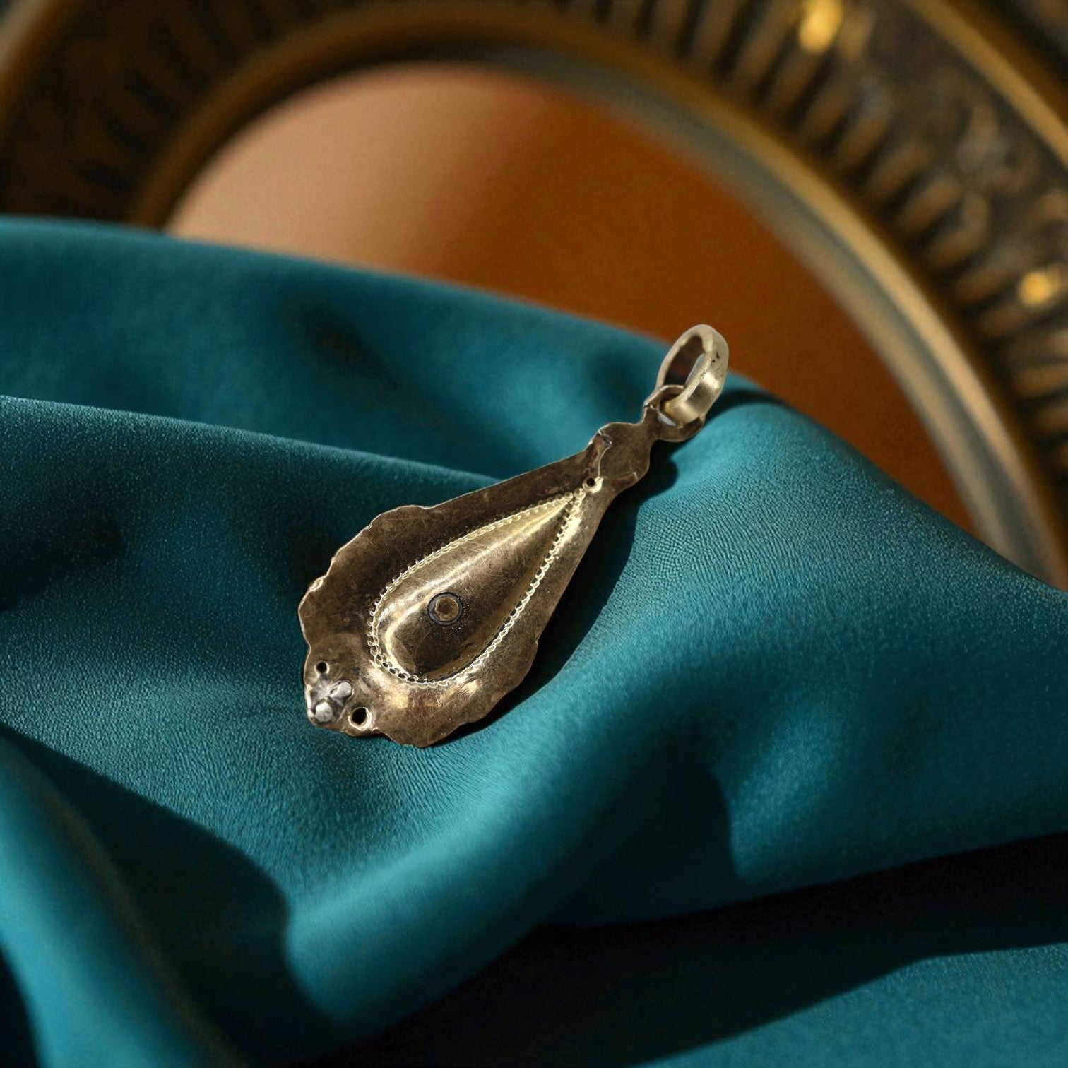 Chalcedony and Garnet Teardrop Victorian Pendant - Petra Star
