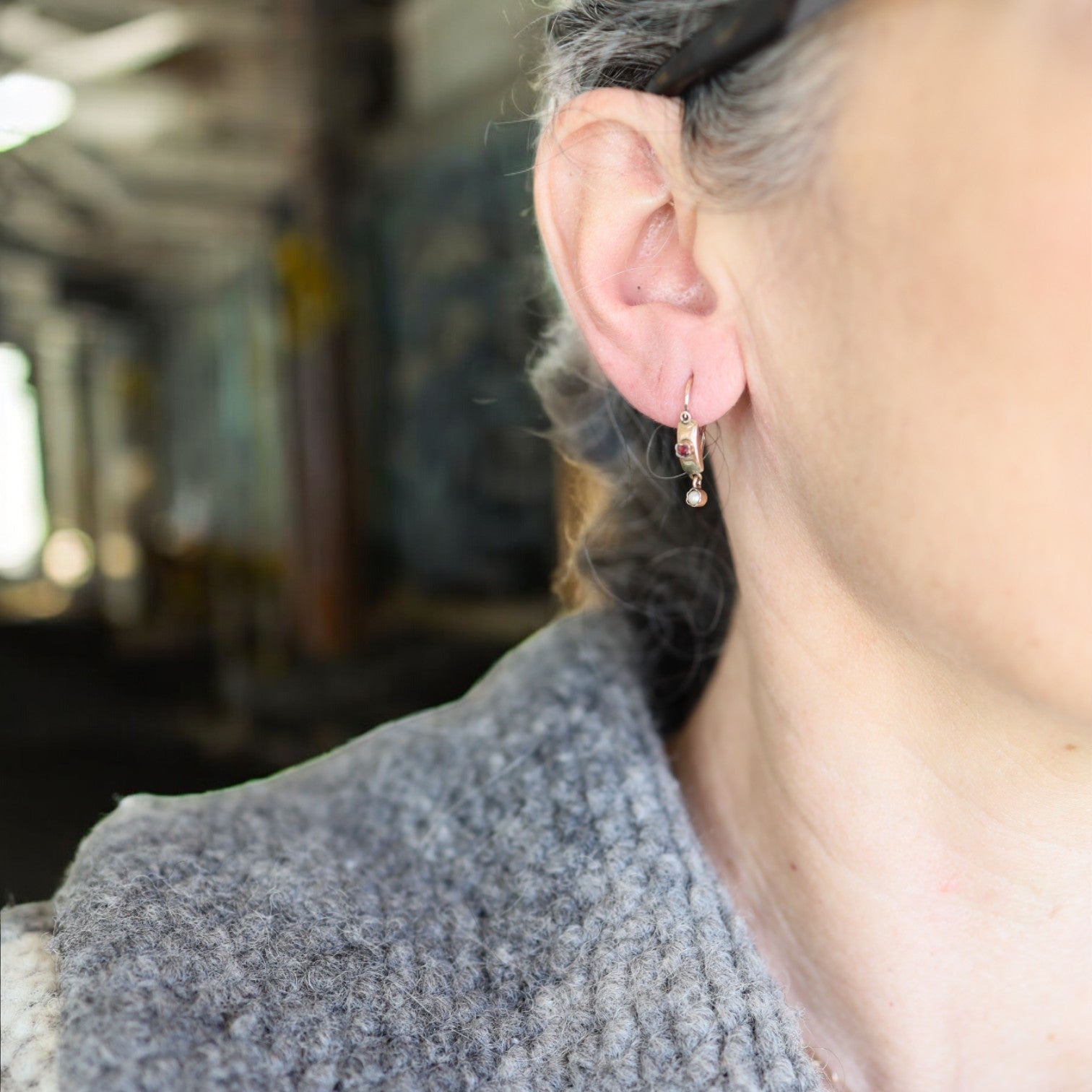 Dainty Early-Victorian Ruby & Pearl Earrings - Petra Star