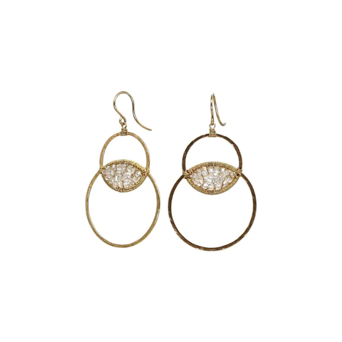 Dana Kellin Double Hoop Dangle Earrings With Crystal Gold Filled - Petra Star