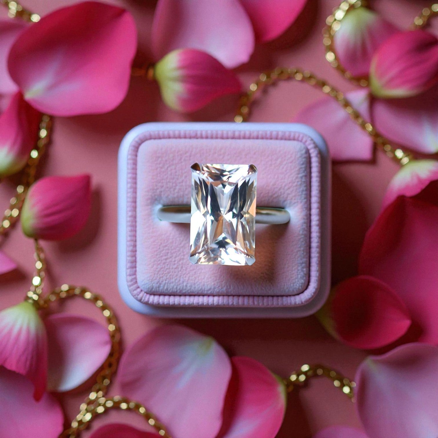 Danburite Solitaire in 14k White Gold - Petra Star